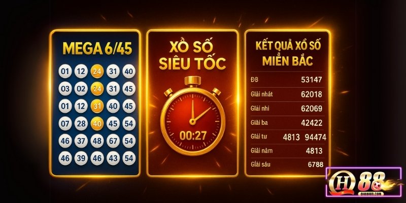 Giao diện xổ số Mega 6/45, Keno và Truyền thống tại QH88